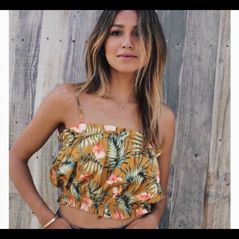 Sincerely Jules Palm floral crop top